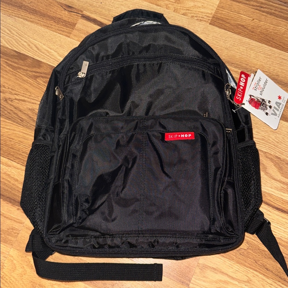 Skip Hop Jet Black  via  diaper Backpack NWT - Picture 2 of 13